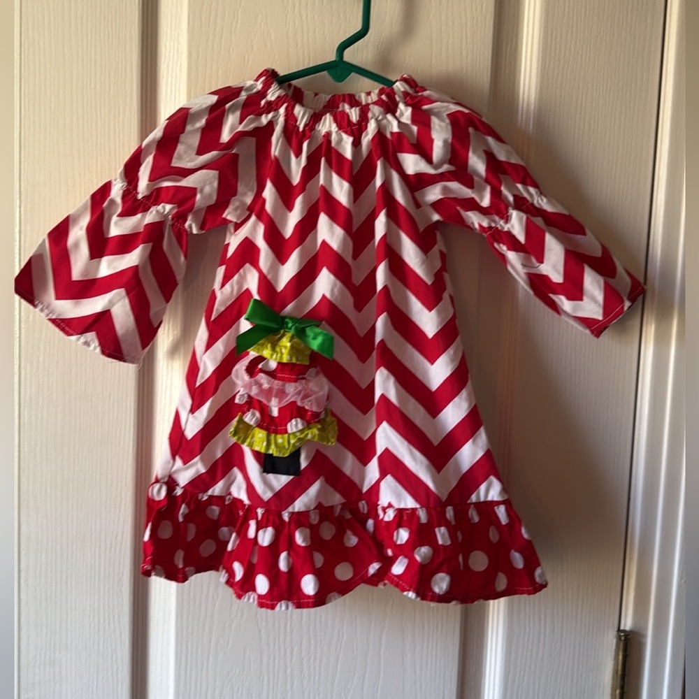 Red and White Chevron Kids Dress